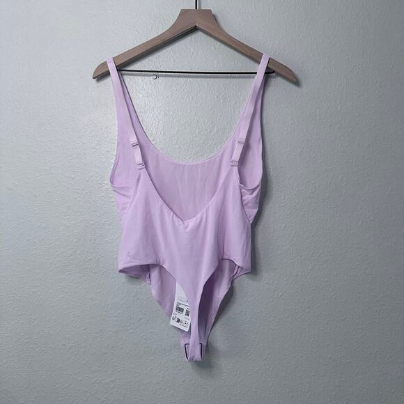 Lululemon Wundermost Nulu Mesh Scoop-Back Thong Bodysuit Pink Organza L NWT - Picture 3 of 8